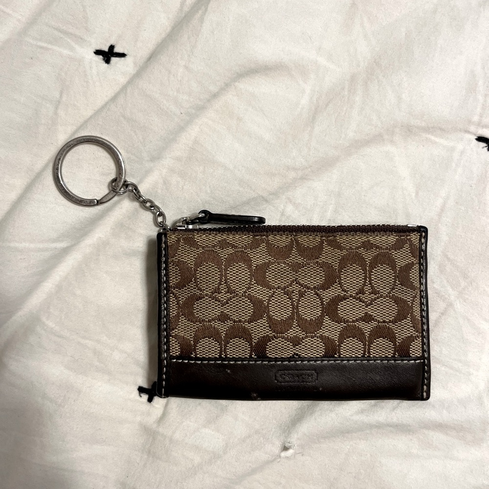 Brown Coach card holder, mini wallet